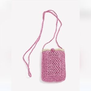 🆕️⛱️PINK RAFIA BEACH CELL PHONE CROSS BODY BAG ⛱️